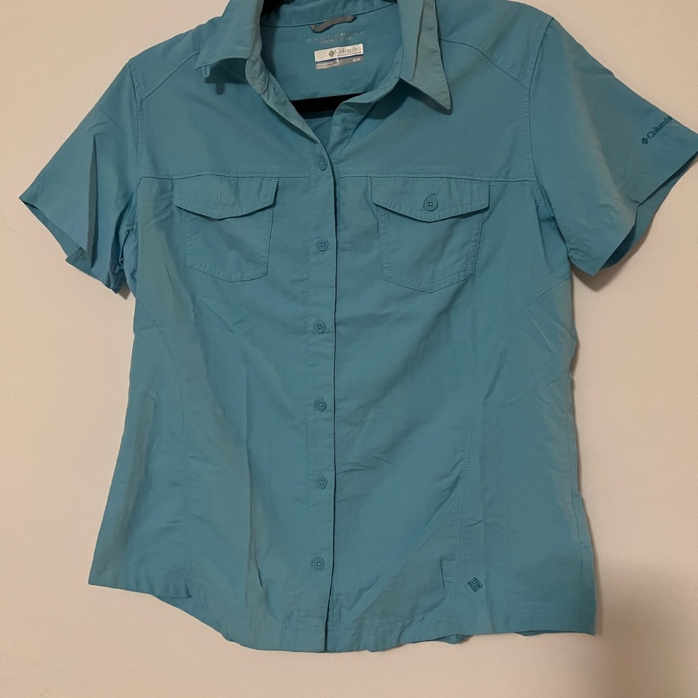 blue columbia sun protection shirt